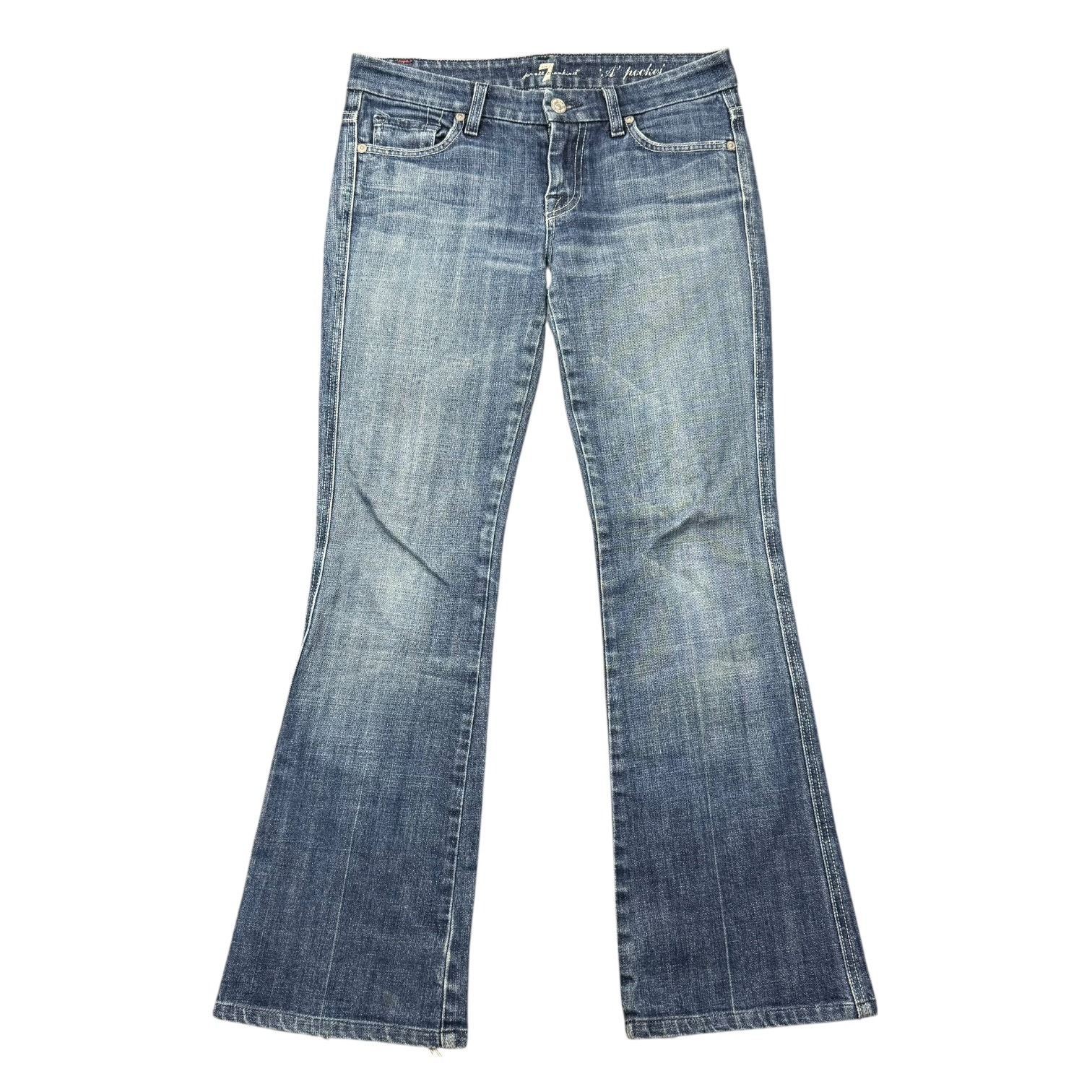 Seven For All Mankind Jeans Women 26 A Pocket Blue Bootcut Flare Denim Low Rise